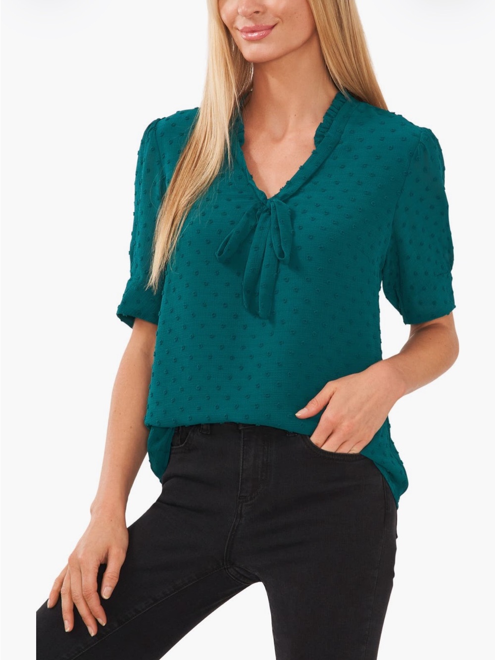 CeCe Teal Blouse Size Large